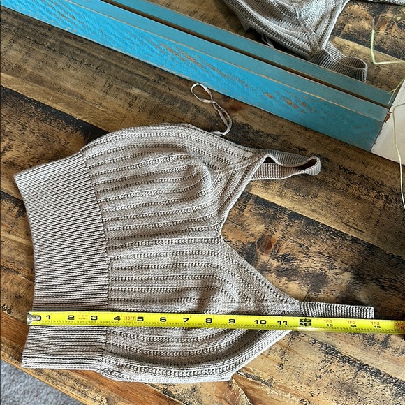 Bundle 5 items @ 15$, pay only 45$ - 2 items free! Tan Ribbed Crop Camisole - Picture 6 of 7